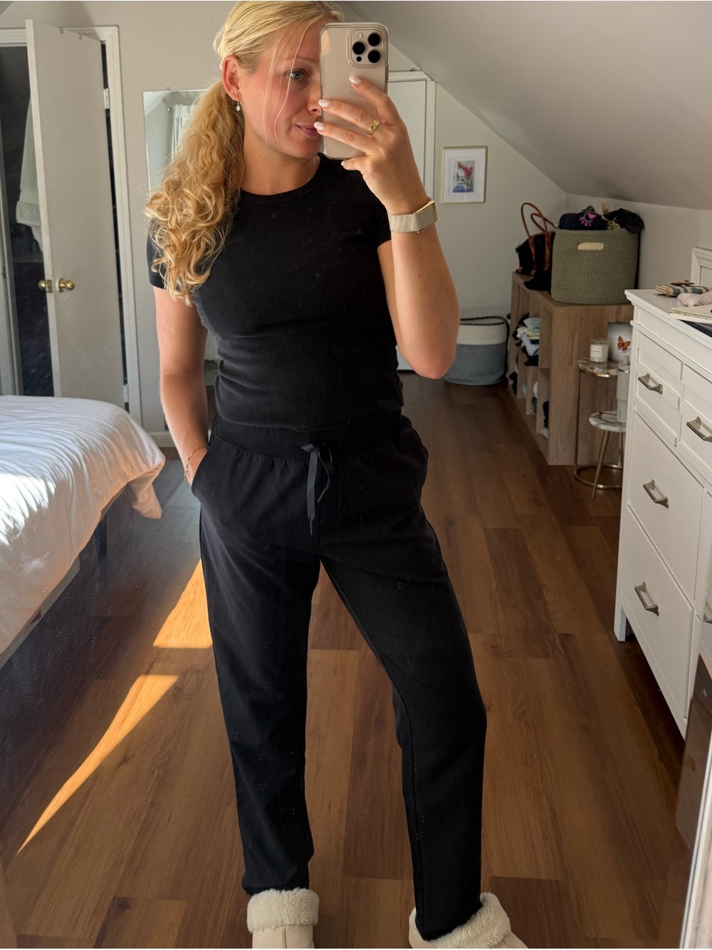 Jaanuu Black Drawstring Scrub Pants